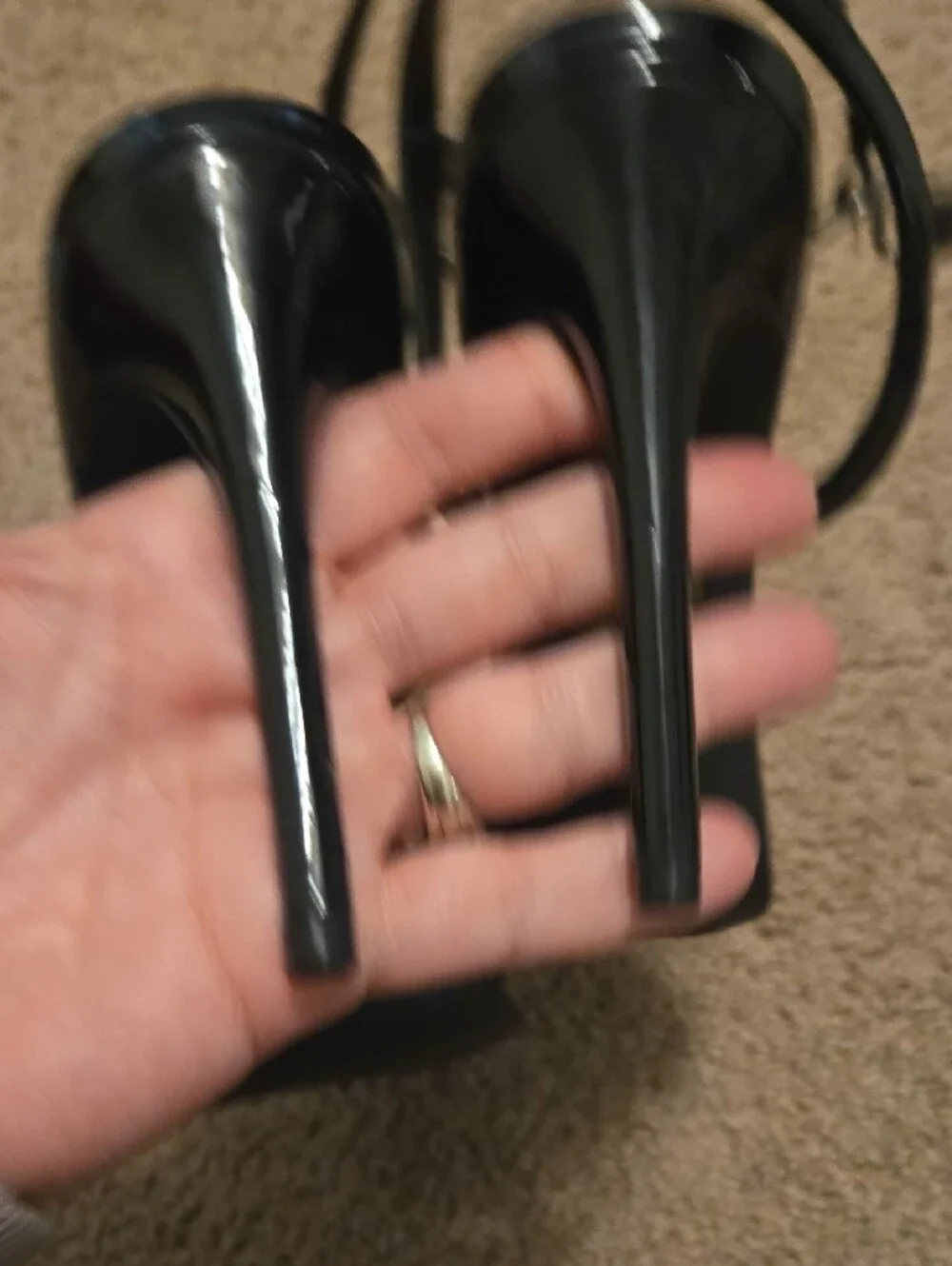 Fashion Nova Black Patent Strappy Stiletto Heels